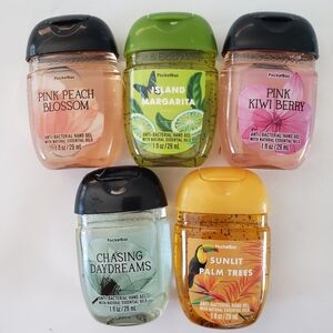 5 ASSORTED TROPICAL Bath & Body Works Pocketbac Hand Sanitizers